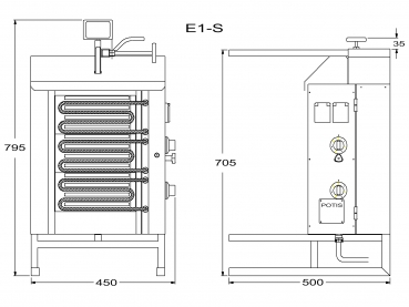 POTIS E1 Dönergrill Gyrosgrill Döner Ocagi