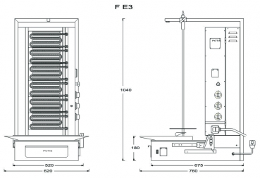 POTIS F E3 Dönergrill Gyrosgrill Döner Ocagi