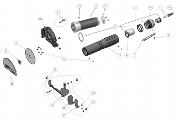 Potis Motor, Mittelstück, Platinenadapter, etc. komplett POS. 8