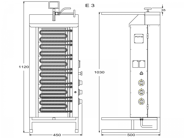 POTIS E3 Dönergrill Gyrosgrill Döner Ocagi