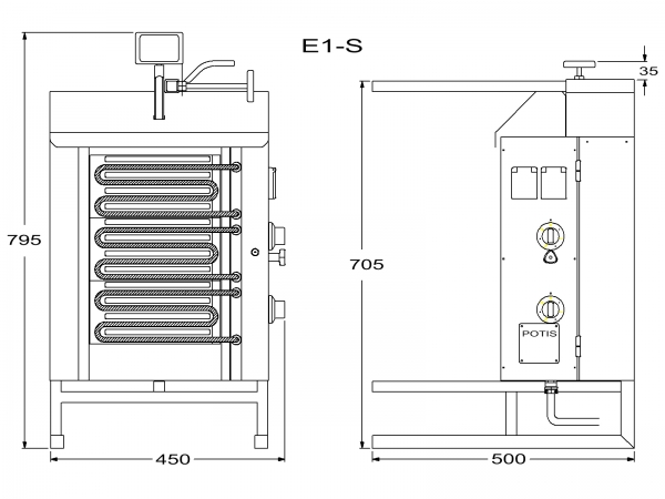 POTIS E1 Dönergrill Gyrosgrill Döner Ocagi