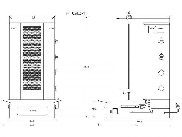 POTIS F GD4 Dönergrill Gyrosgrill Döner Ocagi