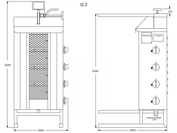 POTIS G2 Dönergrill Gyrosgrill Döner Ocagi