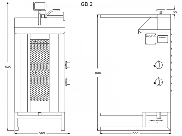 POTIS GD2 Dönergrill Gyrosgrill Döner Ocagi