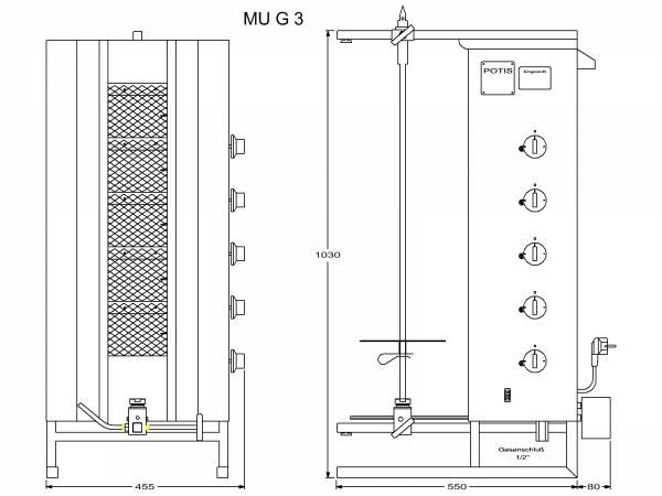 POTIS MU G3 Dönergrill Gyrosgrill Döner Ocagi