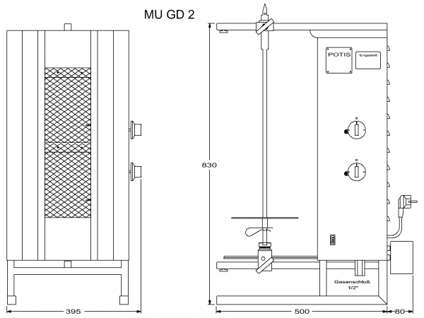 POTIS MU GD2 Dönergrill Gyrosgrill Döner Ocagi