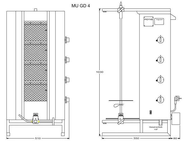 POTIS MU GD4 Dönergrill Gyrosgrill Döner Ocagi